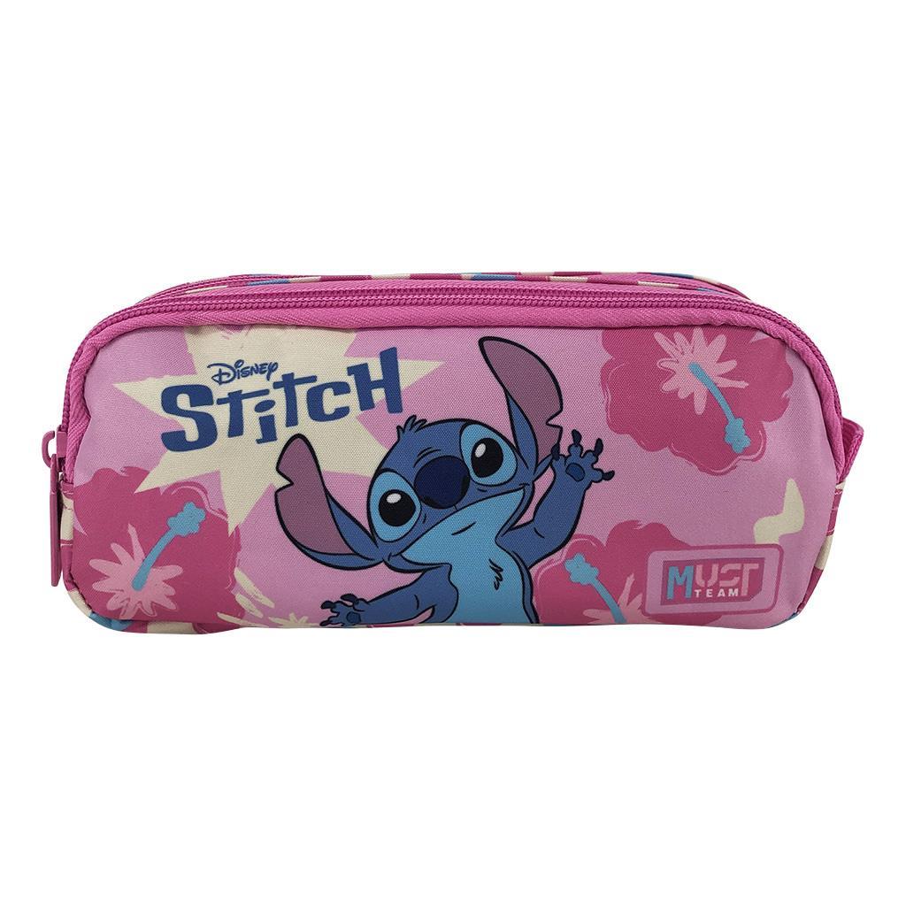 Σχολική Κασετίνα Βαρελάκι Disney Stitch Pink Must Team 2 Θήκες